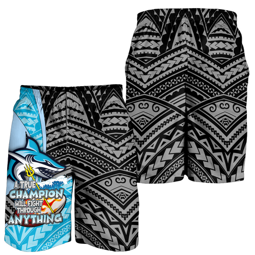 Cronulla-Sutherland Sharks Men Short - A True Champion Will Fight Through Anything With Polynesian Patterns Cronulla-Sutherland Sharks Men Short - A True Champion Will Fight Through Anything With Polynesian Patterns
