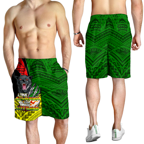 Penrith Panthers Men Short - A True Champion Will Fight Through Anything With Polynesian Patterns
