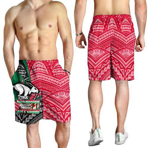South Sydney Rabbitohs Men Short - A True Champion Will Fight Through Anything With Polynesian Patterns South Sydney Rabbitohs Men Short - A True Champion Will Fight Through Anything With Polynesian Patterns