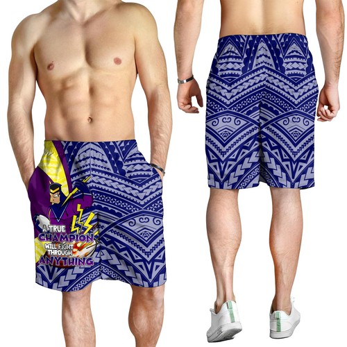 Melbourne Storm Men Short - A True Champion Will Fight Through Anything With Polynesian Patterns