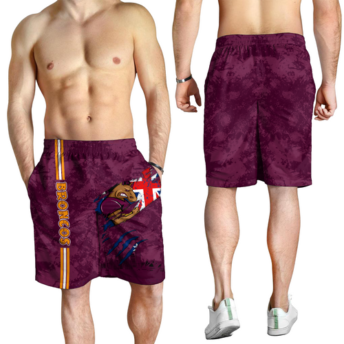 Brisbane Broncos Men Short - Happy Australia Day Flag Scratch Style Brisbane Broncos Men Short - Happy Australia Day Flag Scratch Style