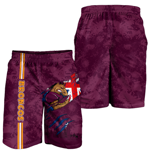 Brisbane Broncos Men Short - Happy Australia Day Flag Scratch Style Brisbane Broncos Men Short - Happy Australia Day Flag Scratch Style
