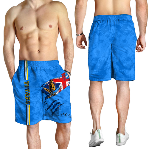 Gold Coast Titans Men Short - Happy Australia Day Flag Scratch Style