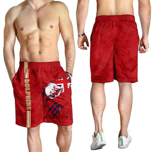 Redcliffe Dolphins Men Short - Happy Australia Day Flag Scratch Style Redcliffe Dolphins Men Short - Happy Australia Day Flag Scratch Style