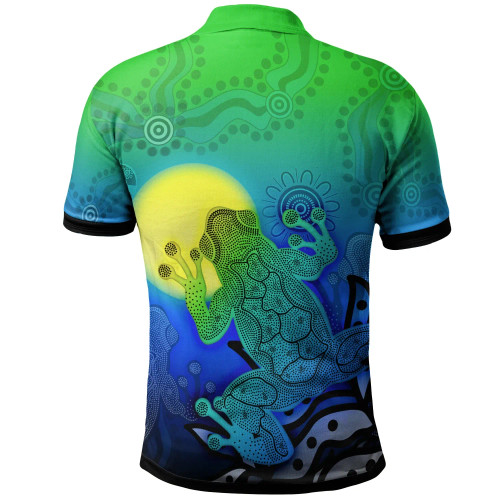 Australia Aboriginal Polo Shirt - Indigenous Frog (Blue) Australia Aboriginal Polo Shirt - Indigenous Frog (Blue)