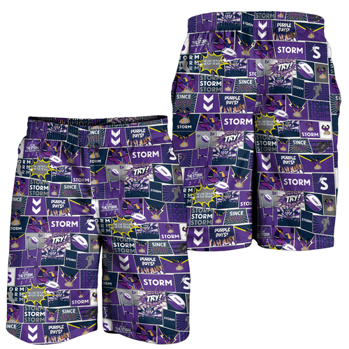 Melbourne Storm Men Short - Team Of Us Die Hard Fan Supporters Comic Style Melbourne Storm Men Short - Team Of Us Die Hard Fan Supporters Comic Style
