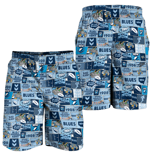 New South Wales Blues Men Short - Team Of Us Die Hard Fan Supporters Comic Style