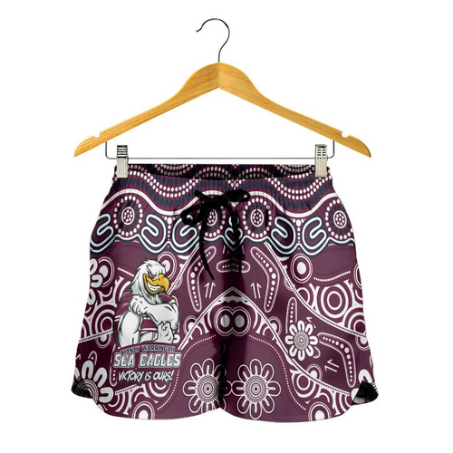 Manly Warringah Sea Eagles Women Shorts - Aboriginal Inspired Tough Fan Rugby For Life