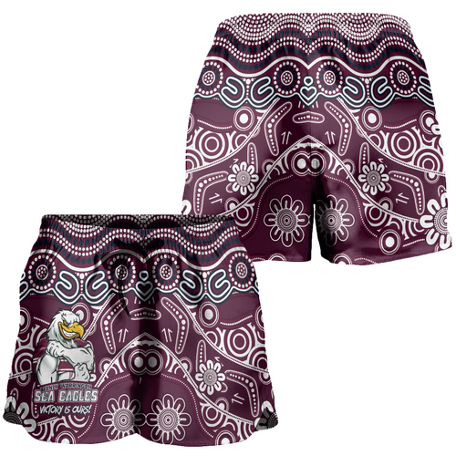 Manly Warringah Sea Eagles Women Shorts - Aboriginal Inspired Tough Fan Rugby For Life