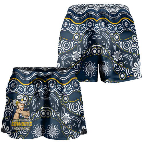 North Queensland Cowboys Women Shorts - Aboriginal Inspired Tough Fan Rugby For Life