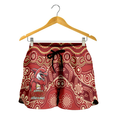 Redcliffe Dolphins Women Shorts - Aboriginal Inspired Tough Fan Rugby For Life
