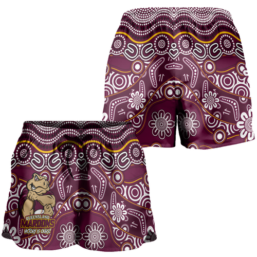 Queensland Maroons Women Shorts - Aboriginal Inspired Tough Fan Rugby For Life Queensland Maroons Women Shorts - Aboriginal Inspired Tough Fan Rugby For Life