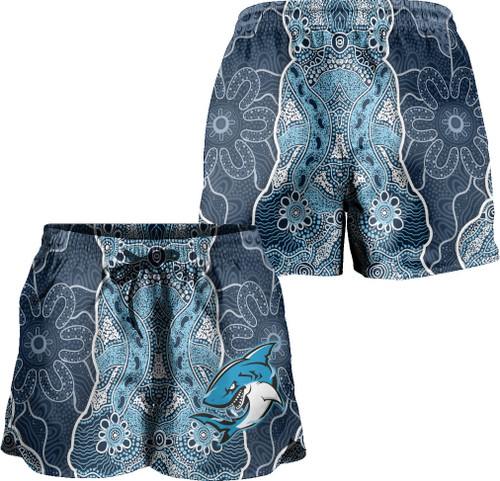 Cronulla-Sutherland Sharks Women Shorts - Custom Grand Final With Contemporary Style Of Aboriginal Painting Cronulla-Sutherland Sharks Women Shorts - Custom Grand Final With Contemporary Style Of Aboriginal Painting