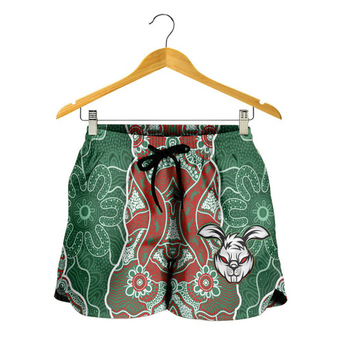 South Sydney Rabbitohs Women Shorts - Custom Grand Final With Contemporary Style Of Aboriginal Painting