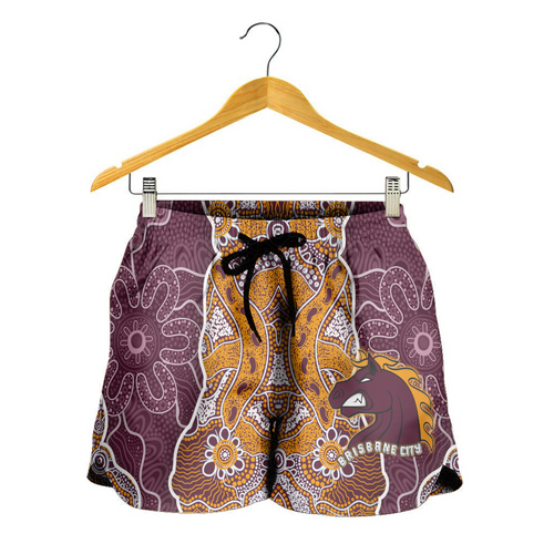 Brisbane Broncos Women Shorts - Custom Grand Final With Contemporary Style Of Aboriginal Painting Brisbane Broncos Women Shorts - Custom Grand Final With Contemporary Style Of Aboriginal Painting