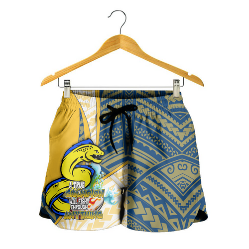 Parramatta Eels Women Shorts - A True Champion Will Fight Through Anything With Polynesian Patterns Parramatta Eels Women Shorts - A True Champion Will Fight Through Anything With Polynesian Patterns