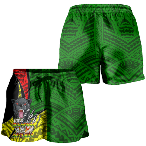 Penrith Panthers Women Shorts - A True Champion Will Fight Through Anything With Polynesian Patterns Penrith Panthers Women Shorts - A True Champion Will Fight Through Anything With Polynesian Patterns