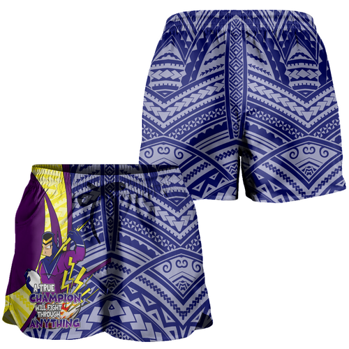 Melbourne Storm Women Shorts - A True Champion Will Fight Through Anything With Polynesian Patterns Melbourne Storm Women Shorts - A True Champion Will Fight Through Anything With Polynesian Patterns