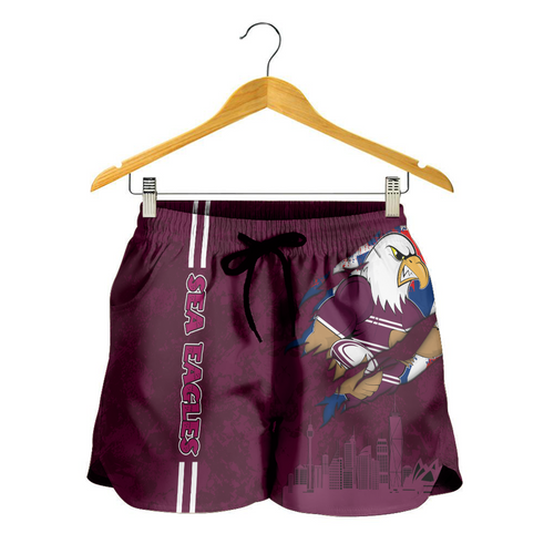 Manly Warringah Sea Eagles Women Shorts - Happy Australia Day Flag Scratch Style Manly Warringah Sea Eagles Women Shorts - Happy Australia Day Flag Scratch Style