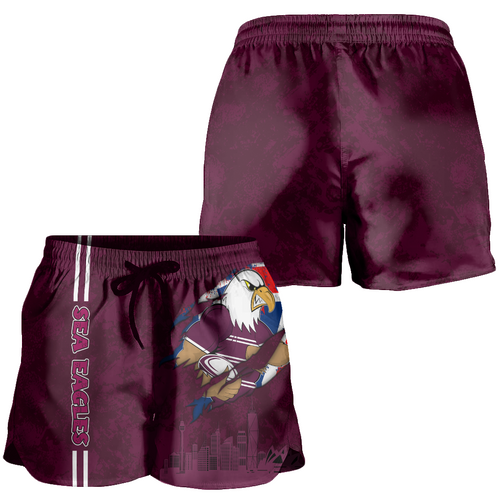 Manly Warringah Sea Eagles Women Shorts - Happy Australia Day Flag Scratch Style Manly Warringah Sea Eagles Women Shorts - Happy Australia Day Flag Scratch Style