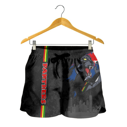 Penrith Panthers Women Shorts - Happy Australia Day Flag Scratch Style Penrith Panthers Women Shorts - Happy Australia Day Flag Scratch Style