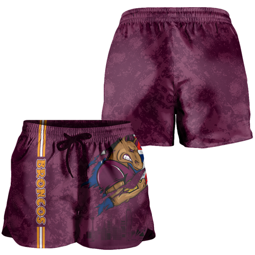 Brisbane Broncos Women Shorts - Happy Australia Day Flag Scratch Style Brisbane Broncos Women Shorts - Happy Australia Day Flag Scratch Style