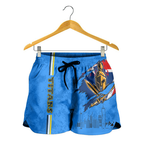 Gold Coast Titans Women Shorts - Happy Australia Day Flag Scratch Style