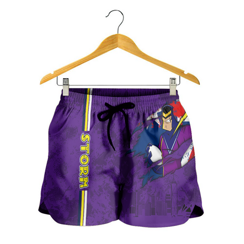 Melbourne Storm Women Shorts - Happy Australia Day Flag Scratch Style