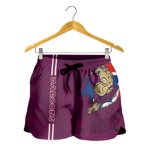 Queensland Maroons Women Shorts - Happy Australia Day Flag Scratch Style Queensland Maroons Women Shorts - Happy Australia Day Flag Scratch Style