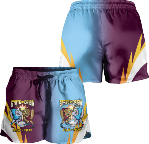 Queensland Maroons Women Shorts - Custom State Of Origin 2024 Passionate Fan Born To Win QLD vs NSW