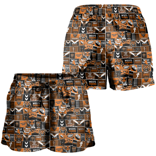 Wests Tigers Women Shorts - Team Of Us Die Hard Fan Supporters Comic Style Wests Tigers Women Shorts - Team Of Us Die Hard Fan Supporters Comic Style