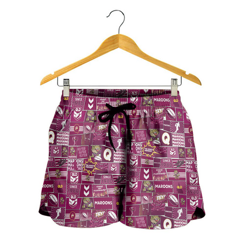 Queensland Maroons Women Shorts - Team Of Us Die Hard Fan Supporters Comic Style Queensland Maroons Women Shorts - Team Of Us Die Hard Fan Supporters Comic Style