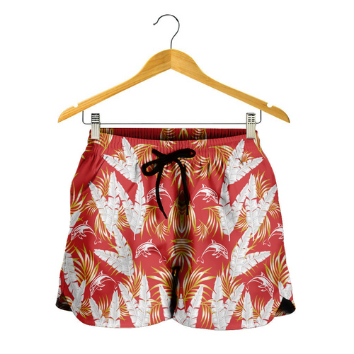 Redcliffe Dolphins Women Shorts - Tropical Patterns Redcliffe Dolphins Women Shorts - Tropical Patterns