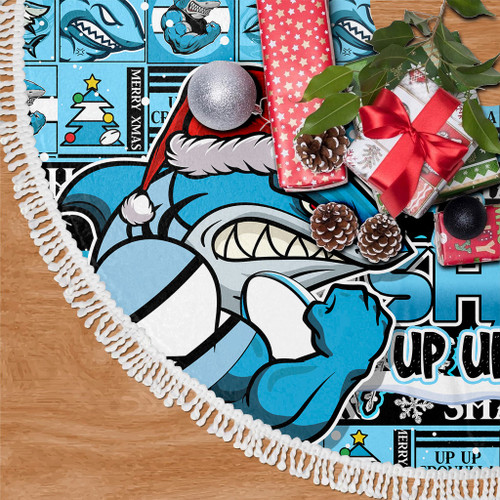 Cronulla-Sutherland Sharks Christmas Tree Skirt Merry Ugly Christmas Comic Style