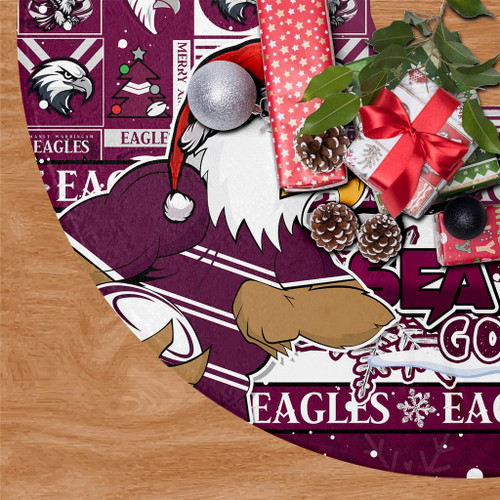 Manly Warringah Sea Eagles Christmas Tree Skirt Merry Ugly Christmas Comic Style