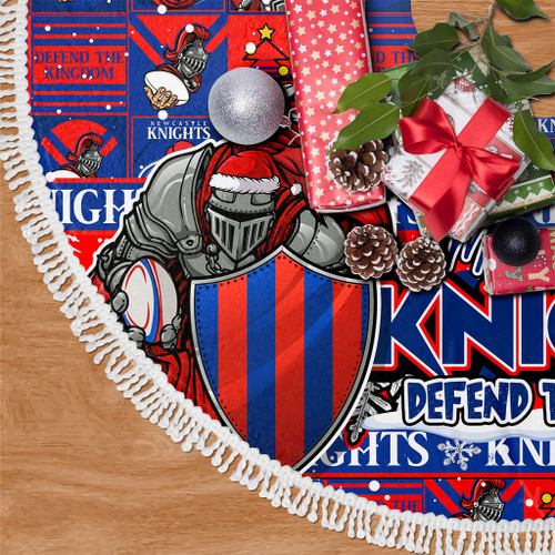 Newcastle Knights Christmas Tree Skirt Merry Ugly Christmas Comic Style Newcastle Knights Christmas Tree Skirt Merry Ugly Christmas Comic Style