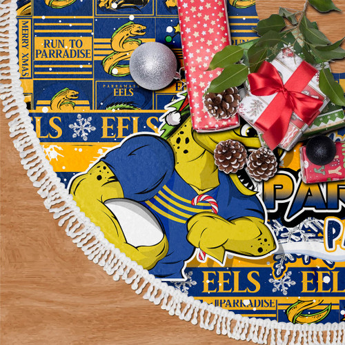 Parramatta Eels Christmas Tree Skirt Merry Ugly Christmas Comic Style
