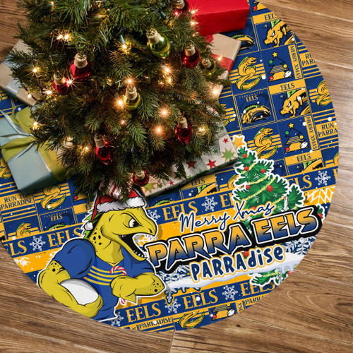 Parramatta Eels Christmas Tree Skirt Merry Ugly Christmas Comic Style