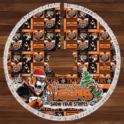 Wests Tigers Christmas Tree Skirt Merry Ugly Christmas Comic Style Wests Tigers Christmas Tree Skirt Merry Ugly Christmas Comic Style
