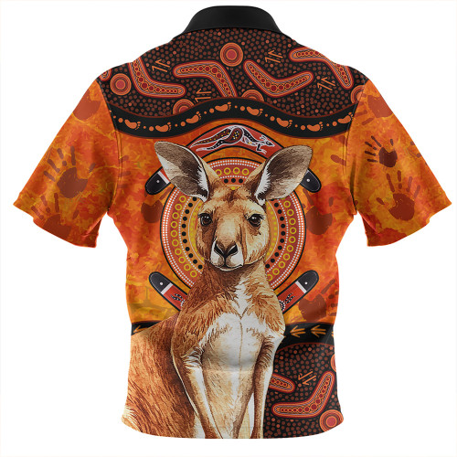 Indigenous Australian Aboriginal Zip Polo Shirt Kangaroo Spirit Dreaming Indigenous Australian Aboriginal Zip Polo Shirt Kangaroo Spirit Dreaming