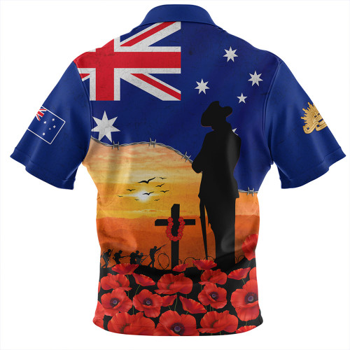 Australia Zip Polo Shirt Lest We Forget Remembrance Day Tribute Australia Zip Polo Shirt Lest We Forget Remembrance Day Tribute