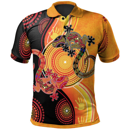 Australia Aboriginal Polo Shirt - Couple Aboriginal Lizards