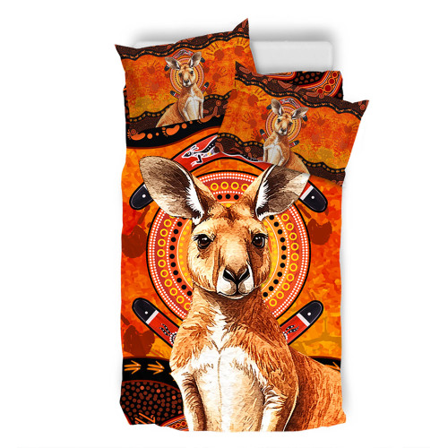 Indigenous Australian Aboriginal Bedding Set Kangaroo Spirit Dreaming