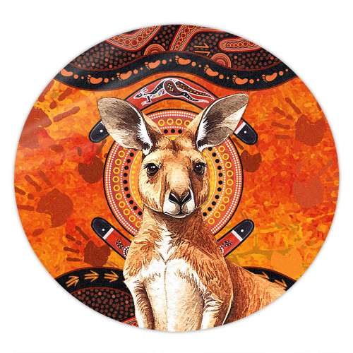 Indigenous Australian Aboriginal Round Rug Kangaroo Spirit Dreaming