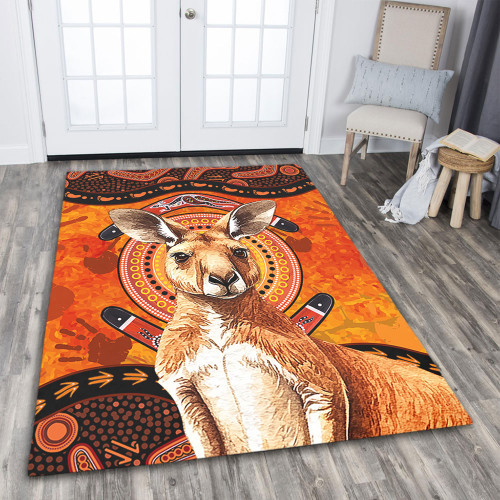 Indigenous Australian Aboriginal Area Rug Kangaroo Spirit Dreaming