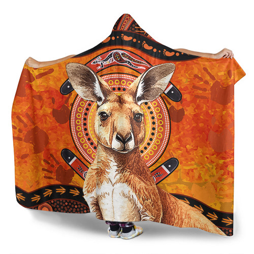 Indigenous Australian Aboriginal Hooded Blanket Kangaroo Spirit Dreaming
