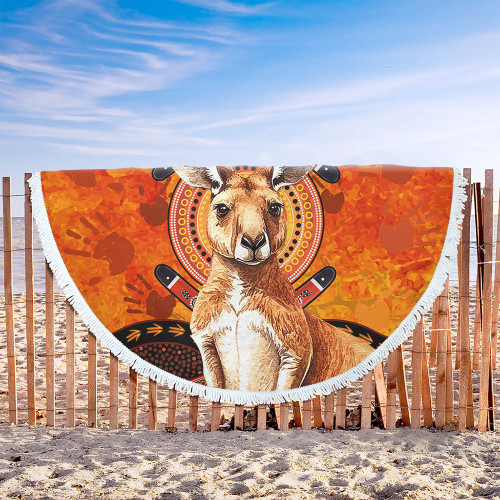 Indigenous Australian Aboriginal Beach Blanket Kangaroo Spirit Dreaming Indigenous Australian Aboriginal Beach Blanket Kangaroo Spirit Dreaming