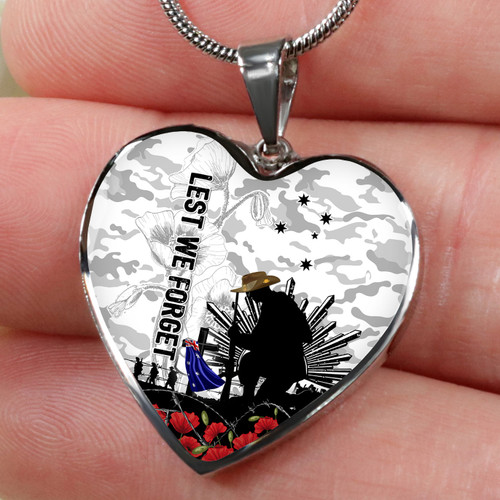 Australia Heart Necklace Fallen But Not Forgotten Remembrance Day Tribute