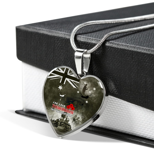 Australia Heart Necklace Anzac Day Lest We Forget For Your Tomorrow They Gave Their Today
