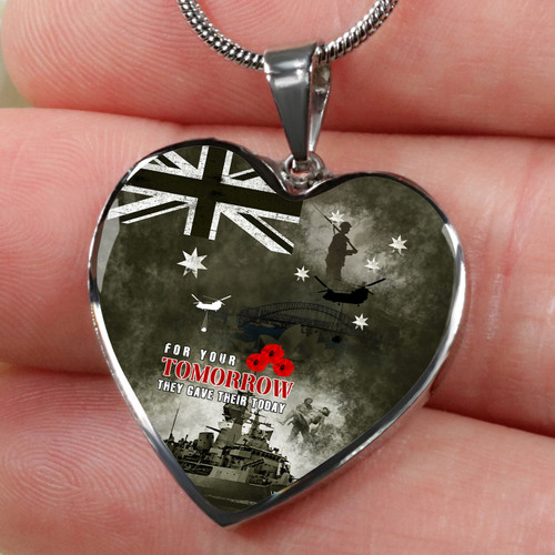 Australia Heart Necklace Anzac Day Lest We Forget For Your Tomorrow They Gave Their Today